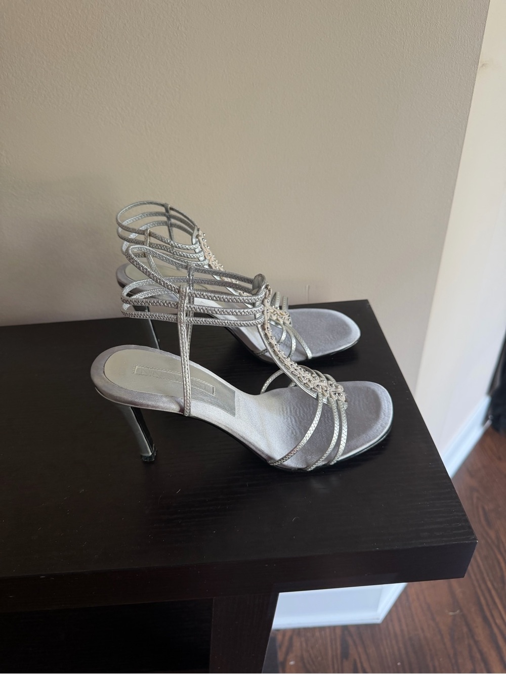 Nine West Metallic silver Strappy Heeled Sandals